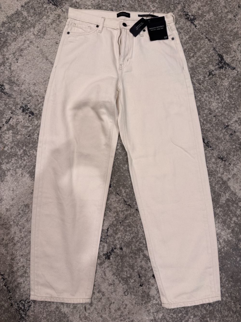 Banana Republic Cream Cropped Straight-Leg Pants